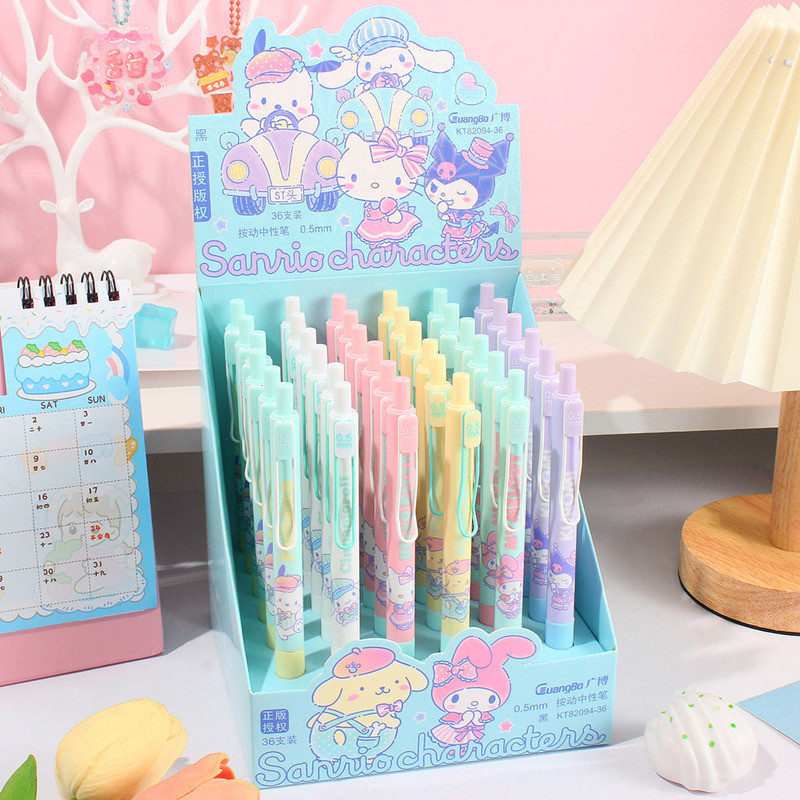 

Sanrio Series Action Neutral Pen Silicone Case For Hand Protection, Middle School Student Homework Notes, Black Writing Pen
