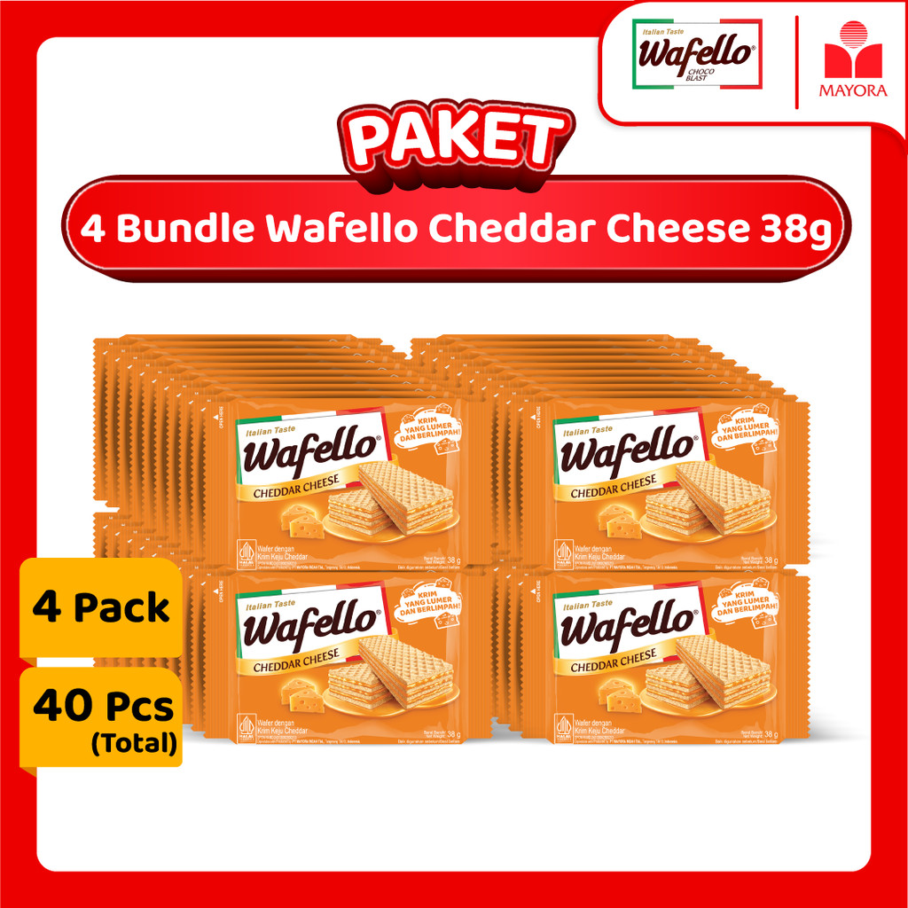 

Paket 4 Bundle Wafer Wafello Cheddar Cheese 38 Gram