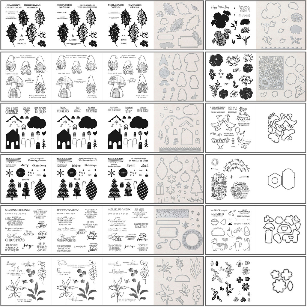 

Christmas Spruced Up Clear Stamps and Cutting Dies, Covered in Sunshine Sentiments Silicone Stamps For DIY Scrapbooking Decorati