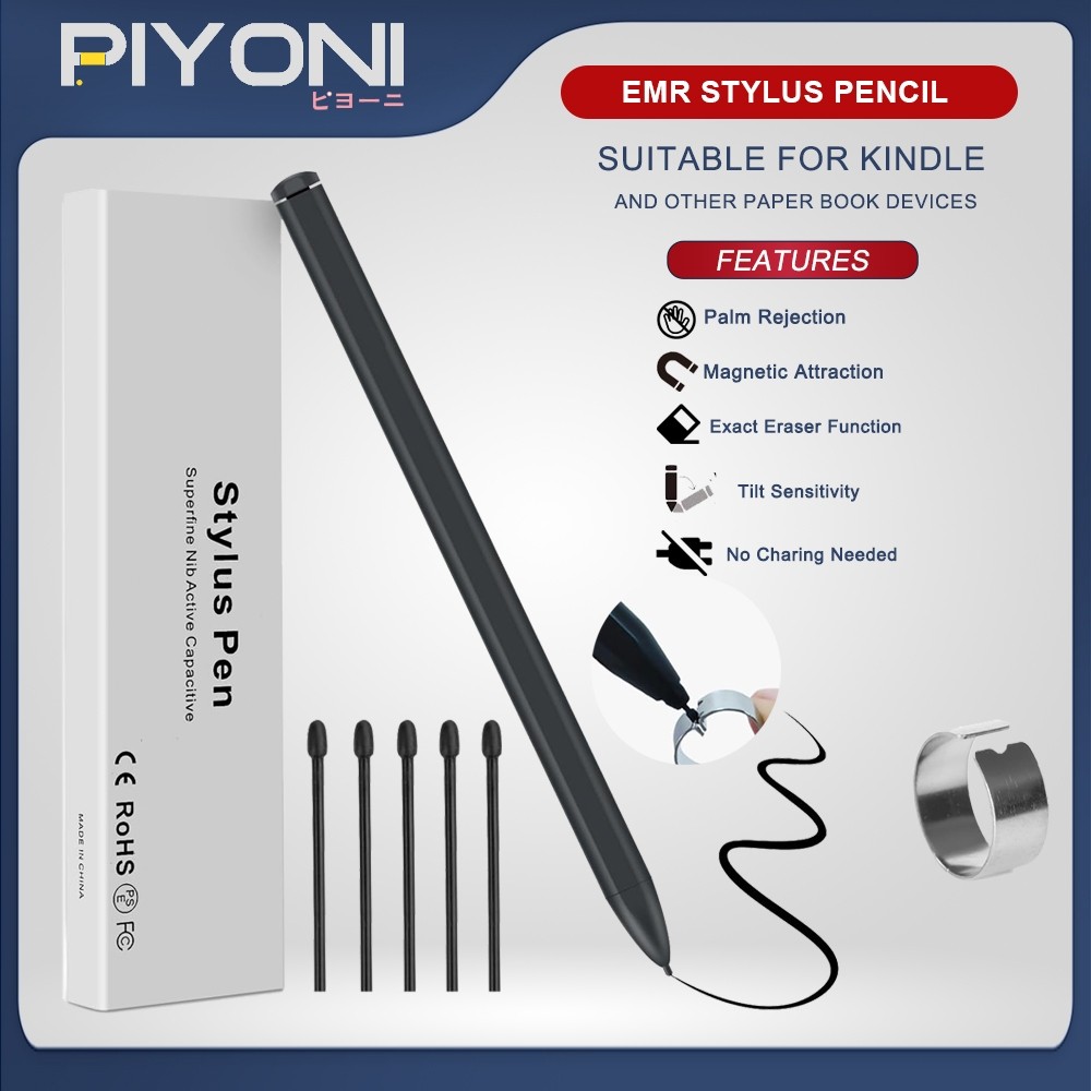 

Piyoni Magnetic EMR Stylus with Eraser for Remarkable 2 Pen/Remarkable 2 Tablet Pen Replacement/Kindle Scribe/Wacom/Boox Note/Samsung Galaxy Tab S7/S8/S9, 4096 Pressure, No Pair or Charging Required