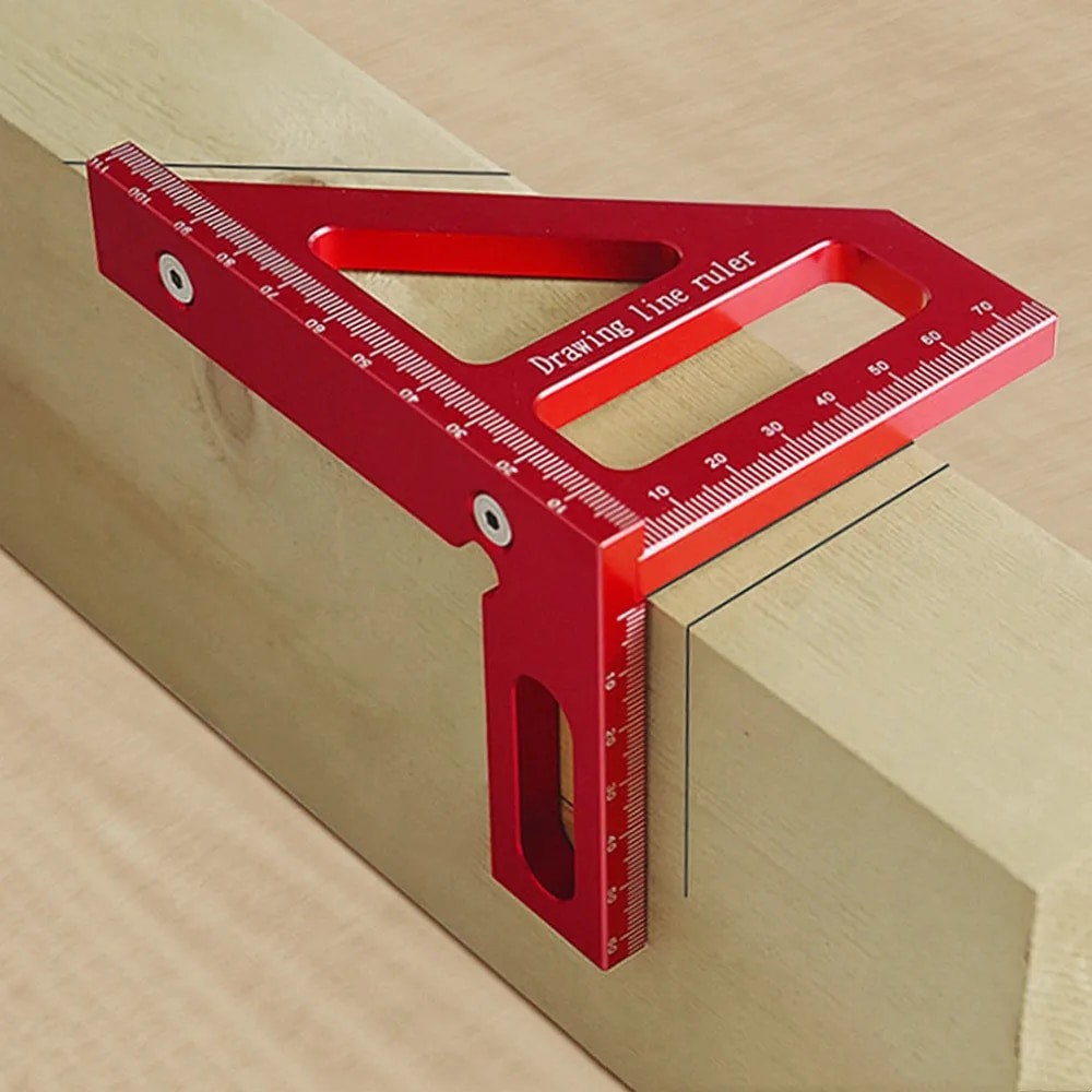 

Carpenter Square -Woodworking Square Protractor Aluminum Miter Triangle Ruler 3D Multi Angle 45/90 Degree Layout Measuring Ruler