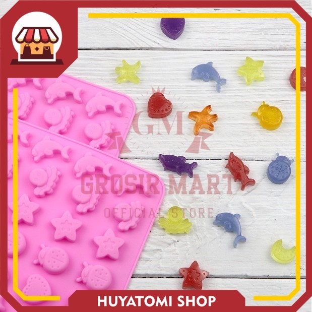 Sale GM Isi 32 Cetakan Puding Kue Coklat Gummy Jelly Permen Yupi Agar Nugget Fondant Silikon Motif O