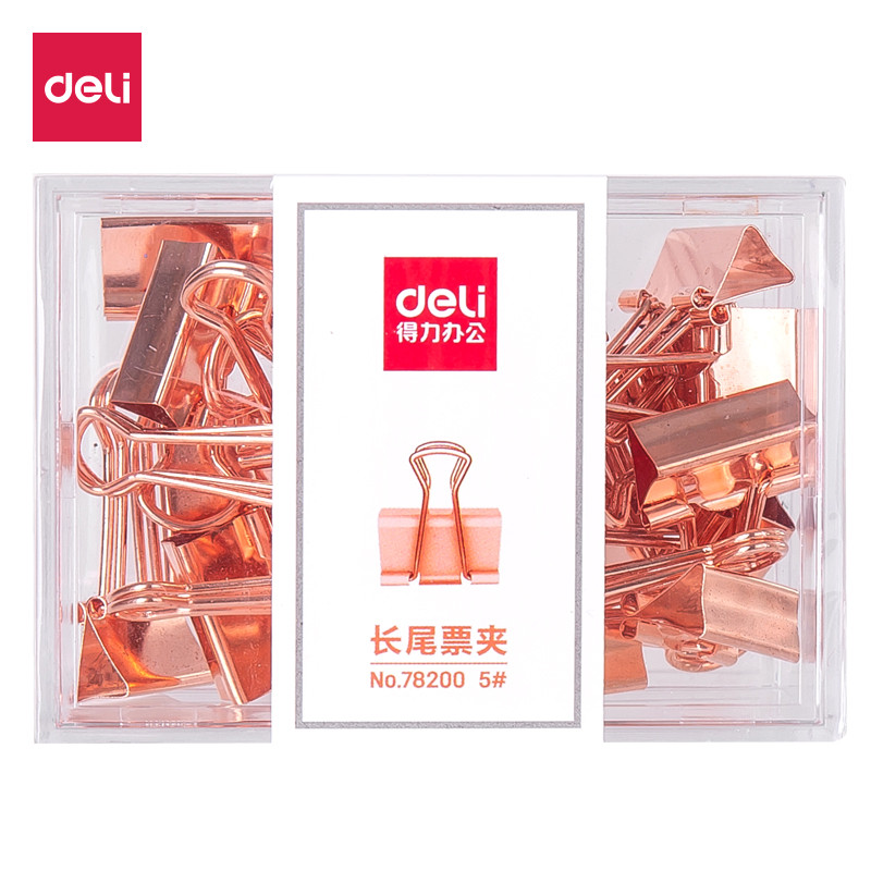 

Deli 19mm 25mm Effortless Binder Clip Solid Color Rose Gold Metal Binder Clips Notes Letter Paper Clip Office Supplie