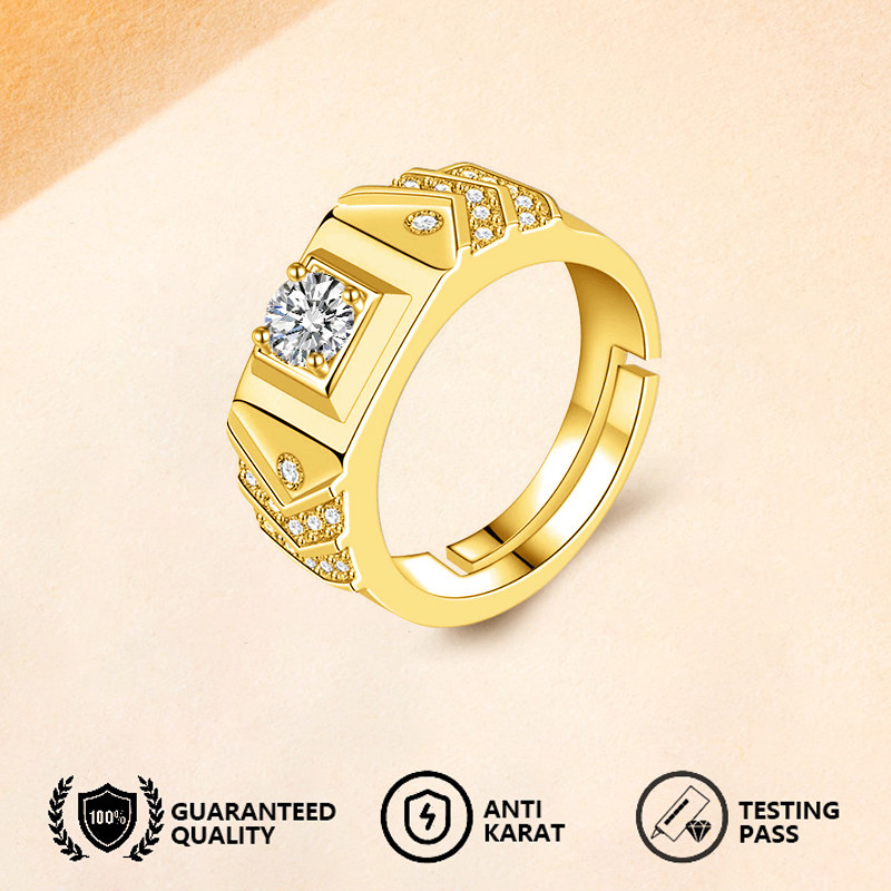 Ginmme Cincin Pria Mewah Cincin Berlian Bentuk V Cincin Mewah yang Modis