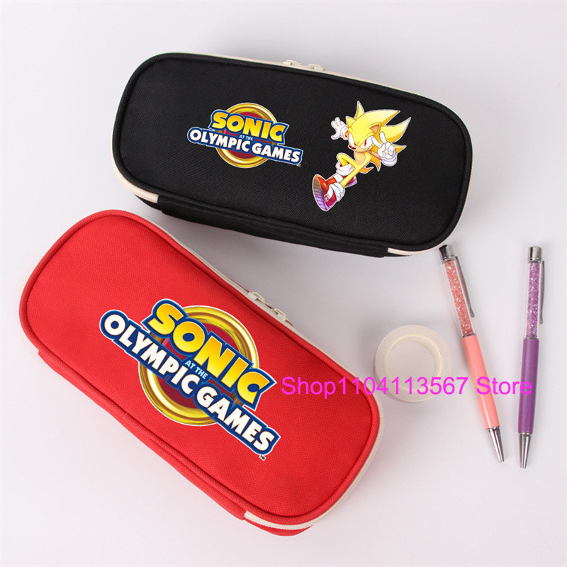 

Anime Pencil Case Pen Kawaii Accessories Sonics the Hedgehog Print Pen Bag Cartoon Students Storage Bag Stationery Toy Gift