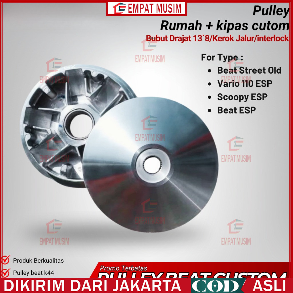 CUSTOM BUBUT PULLEY BEAT K44 RUMAH ROLLER BUBUT CUSTOM BEAT FI ESP SCOOPY FI ESP GENIO VARIO 110 FI