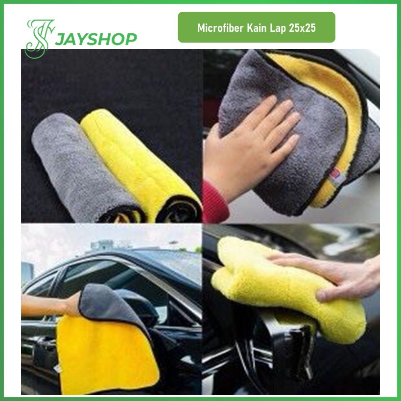 (GROSIRAN) Kain Lap Microfiber Serbaguna 25x25cm Kain Lap Mobil Motor 2 Sisi Serbaguna