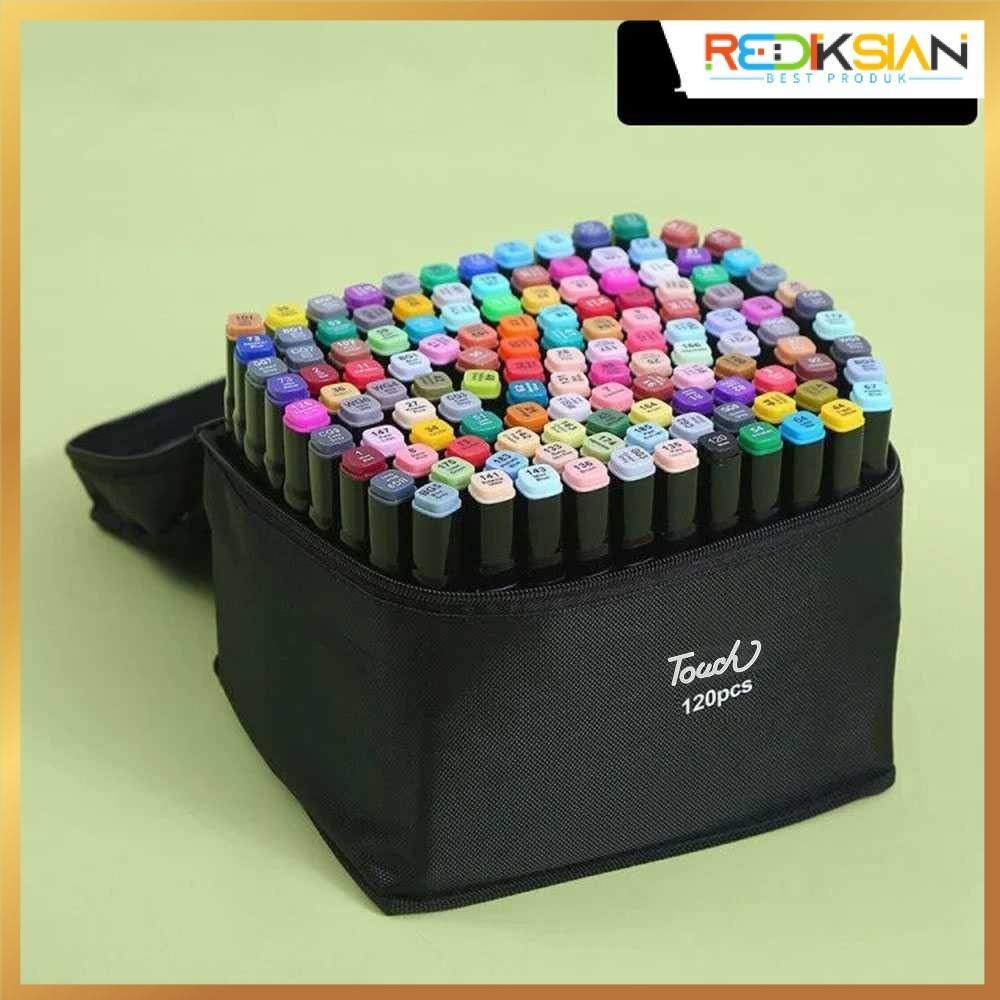 

Set Spidol Seni Rupa Sisi Ganda Spidol Seni Kuas 120 Warna