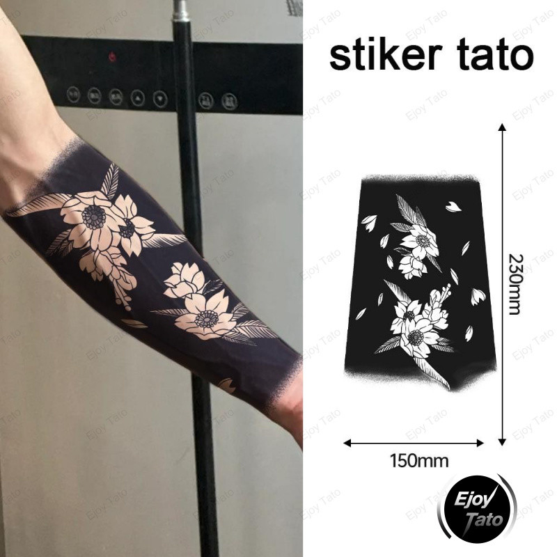 Stiker tato budaya sementara semi permanen tahan air dan tahan keringat, stiker tato tahan lama, dek