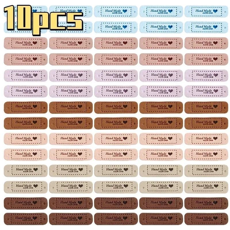 

10pcs PU Leather Labels Tags Handmade Labels Made with Love DIY Clothes Hats Bags Hand made Labels Sewing Tag Sewing Accessories