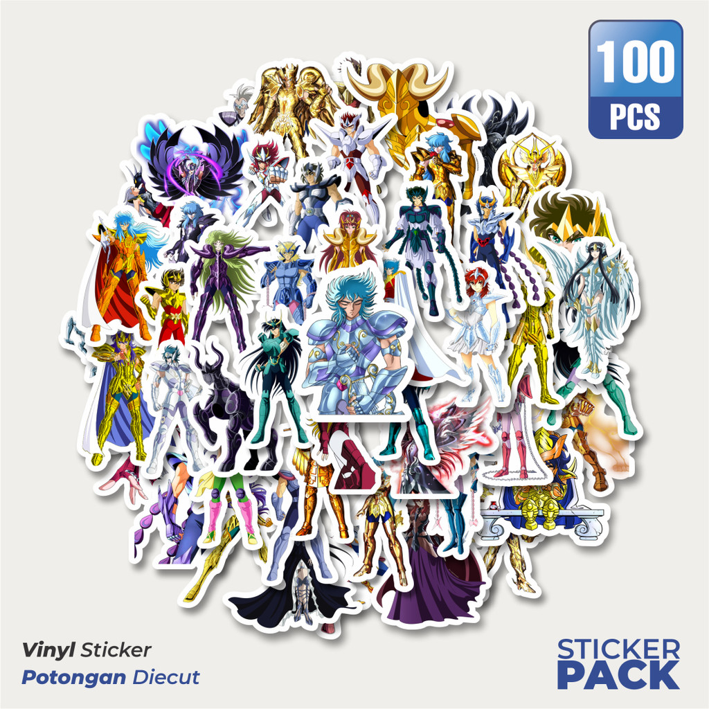 

100 PCS STIKER Stiker Anime Saint Seiya Character Mix 3 Waterproof Aesthetic- Untuk Laptop, Motor, dan Helm - Paper Stationery Pack