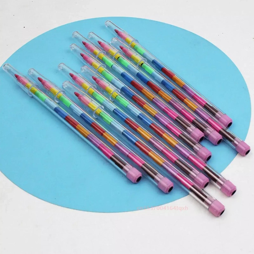 

10Pcs/1set Stackable Crayons Interchangeable Educational Toy Buildable Colored Pencils for Children Preschool Boys Home Present