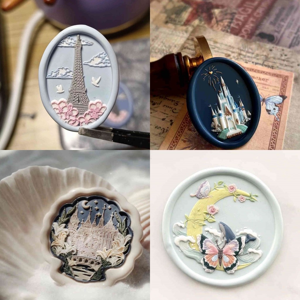 

2024 New Stamp Toy Lacquer Seal Seal Head Embossed Special-Shaped Diy Handmade Envelope Invitation Seal Multi-Layer Brass Head