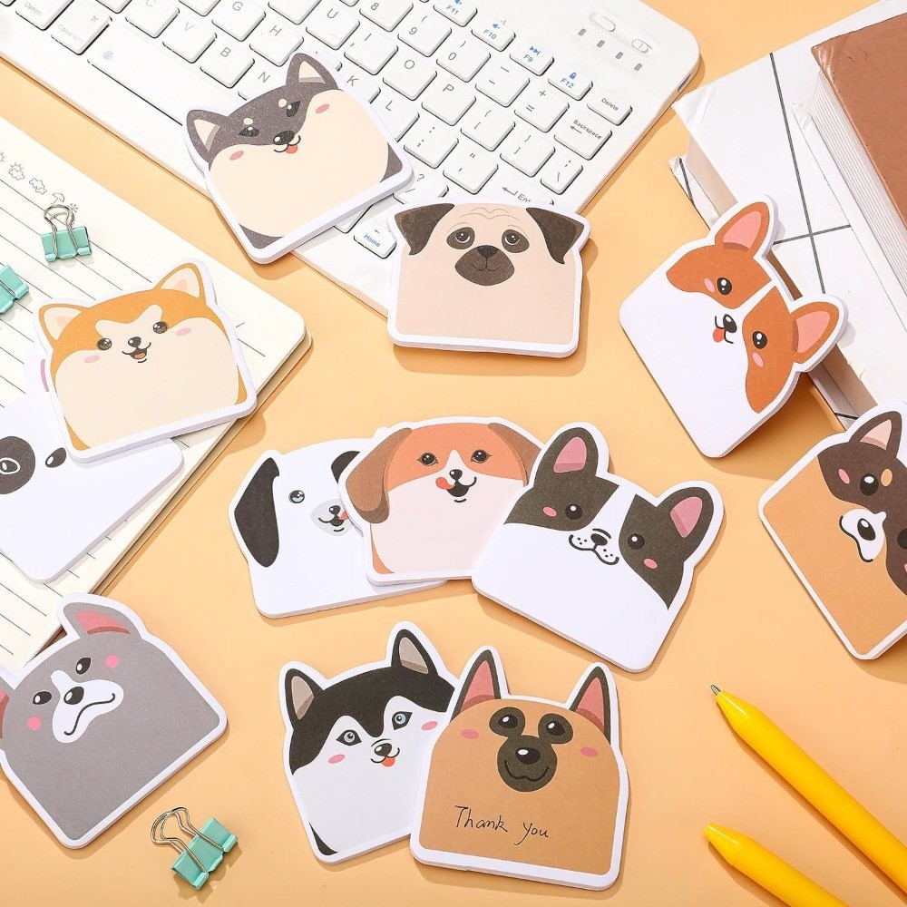 

12pcs Bookmarks Kitty Animal Memo Pad Creative Meow Cat Sticky Note Cartoon Posted Puppy Reminder Note School Supplies