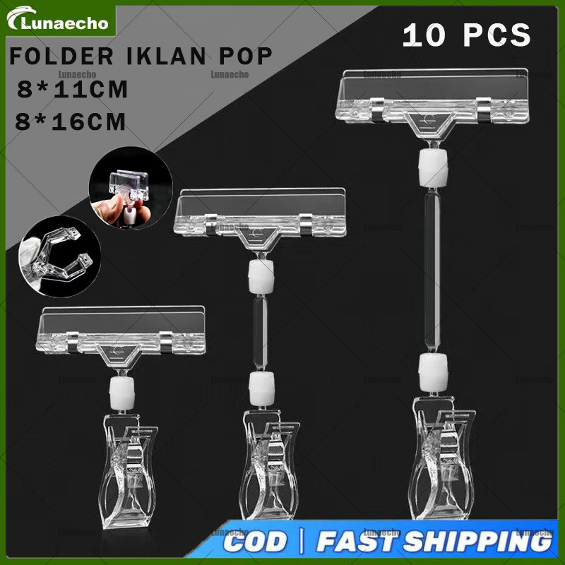 

10PCS PEMEGANG LABEL HARGA BENING - Kait Tag 11cm & 16cm, Klip Price Tag Transparan Anti Putus, Cocok Untuk Papan Harga Toko/Swalayan