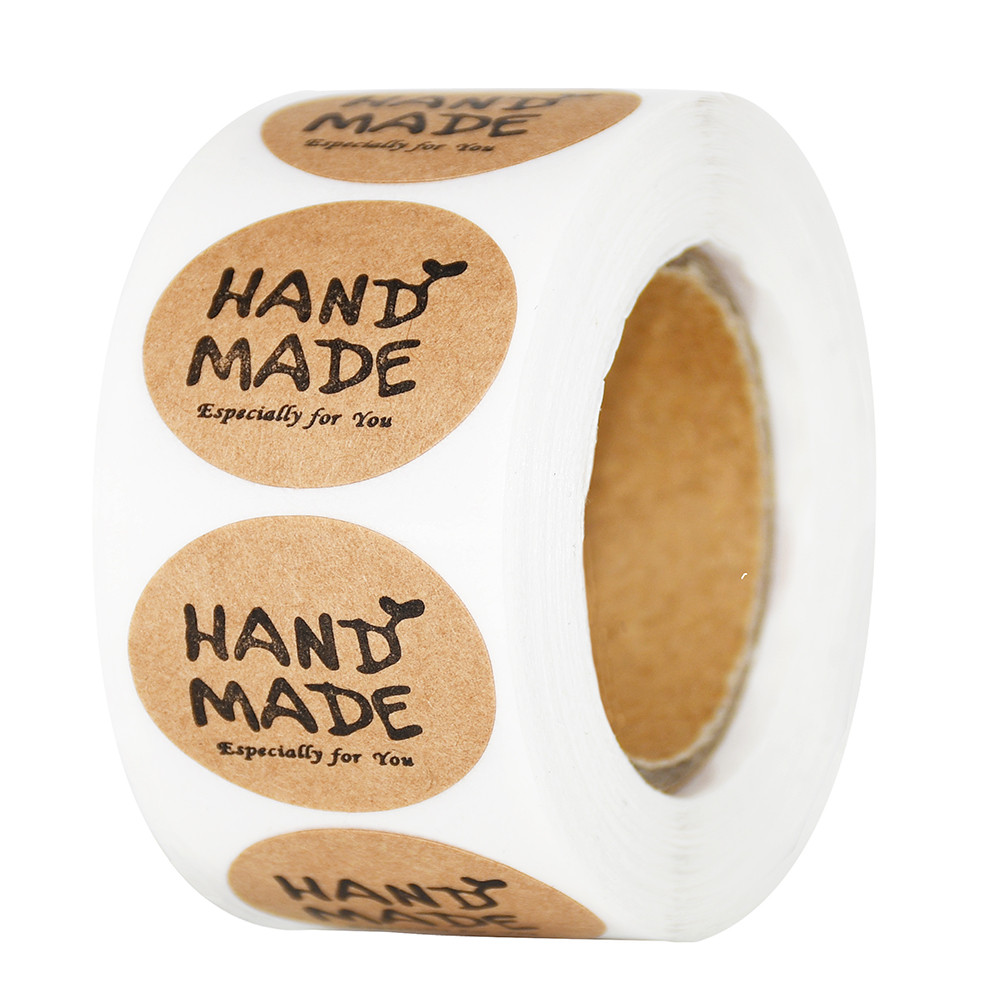 

100-500pcs Vintage Kraft Paper Handmade With Love Stickers Scrapbook Gift Stationery Label Stickers Thank You For The Stickers