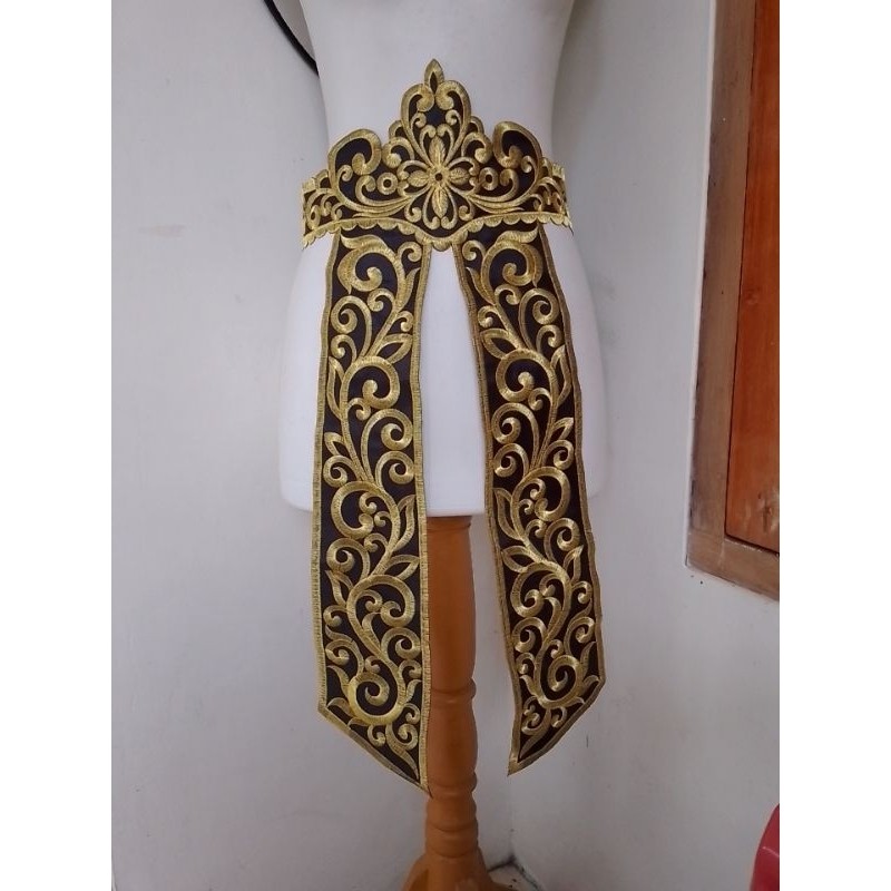 

DC___ bordir sabuk tari 2 lidah kain hitam