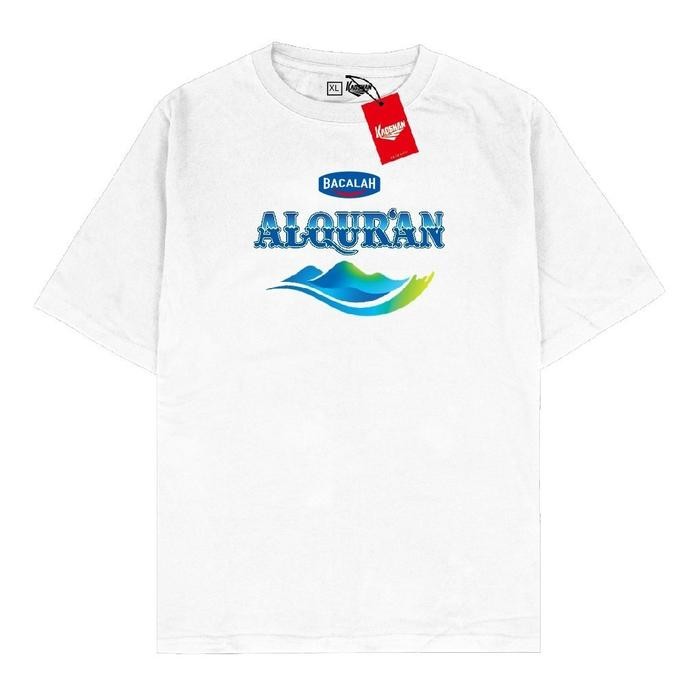 (TOP) Safrus x Kaoshan - Kaos Baju Distro Religi Islami Bacalah Al-Quran Plesetan Logo Pakaian Unise