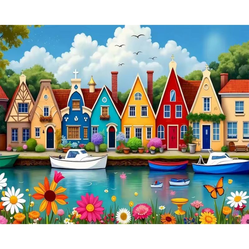 

GATYZTORY Painting By Number Landscape Kits House Scenery DIY FrameAcrylic Paint By Numbers Drawing On Canvas Unique Gift