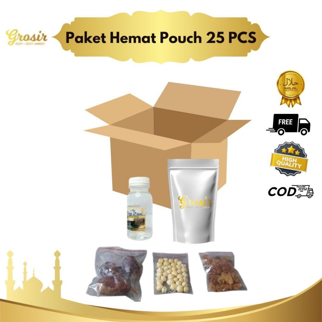

Paket Hemat Pouch 25pcs Oleh Oleh Haji dan Umroh Ekonomis Dus tali jinjing kabah paket gift Premium Terlengkap