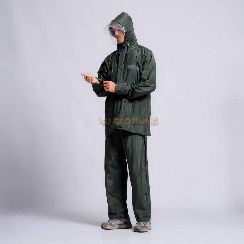 Jas Hujan Setelan Celana Bahan Karet / Setelan Jas Hujan Scotchlight Jaket Celana Mantel Setelan Bah