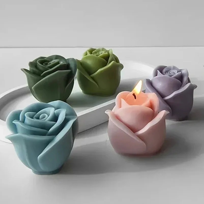 

New 3D Flower Silicone Candle Molds Handmade Rose Flower Soap Plaster Chocolate Baking Mold for Decoration Gift