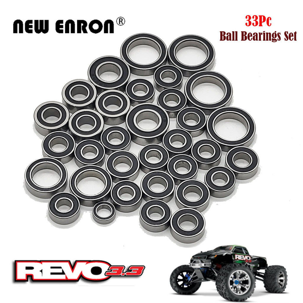 33Pc Ball Bearing Metric KIT Black Rubber Sealed For RC Car Part 1/10 Traxxas Crawler Revo 3.3 E-Rev