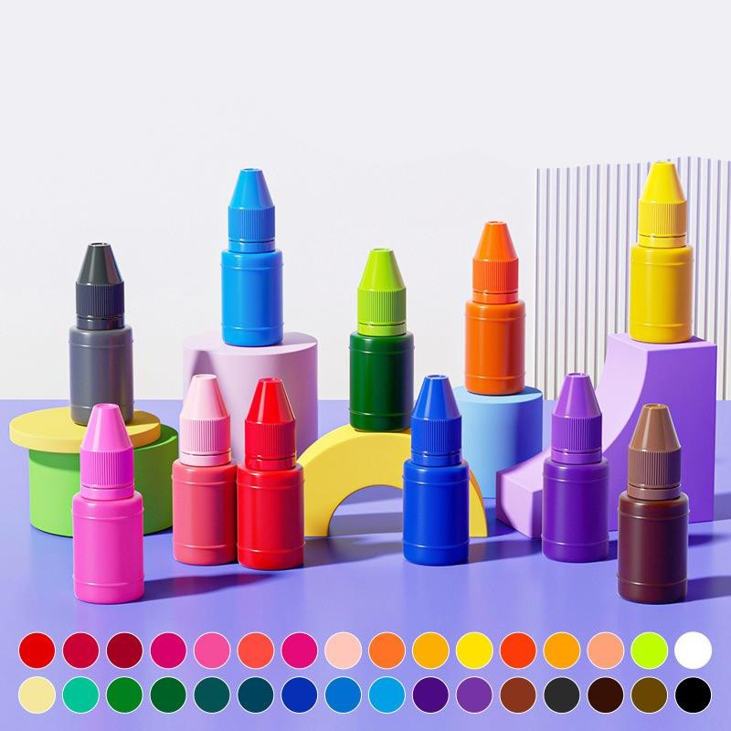 

10ml Self-Inking Colorful Ink for Photosensitive Stamp Refilling Ink Red Green Blue Black Orange Rose red Chocolate Coffee White