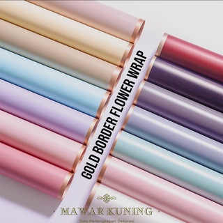 

[ 5 Lembar ] Cellophane Gold Border Flower Wrap / Kertas Bunga / Kertas Cellophane - IWF