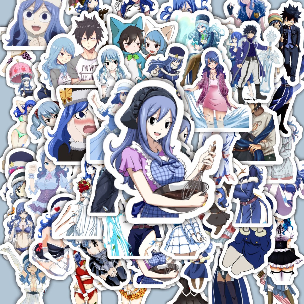 

100PCS Lucu Stiker Anime Series Fairy Tail Karakter Juvia Lockser Stiker Aesthetic Stiker Anti Air Stikers Berperekat Waterproof sticker decal buat Motor Helm Buku Journal Koper Casing HP Laptop Botol Minum Hadiah anak