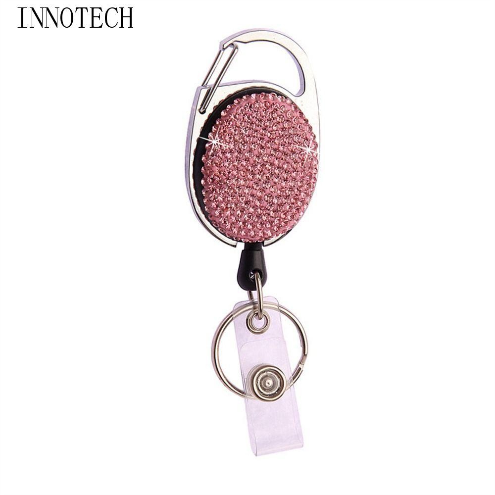 

Color Crystal Rhinestones Badge Reel Work Card Name Tag Retractable Badge Holder Bling Sparkle ID Card Holders Bag Keychain