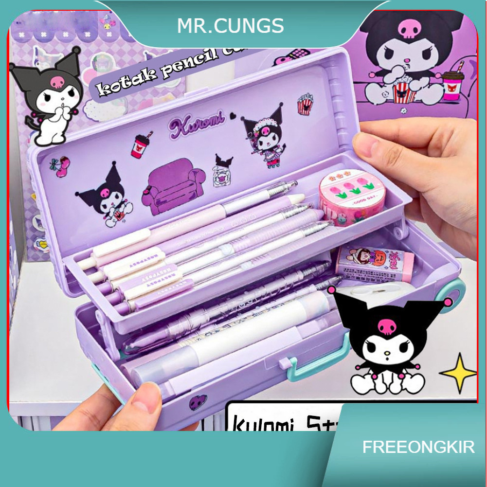 

Anime Kartun Pensil Kasus Large Capacity Alat Tulis School Supplies Pensil Kasus Troli Kotak Anak-anak Sanrio Seri Lucu Kuromi Free Stickers