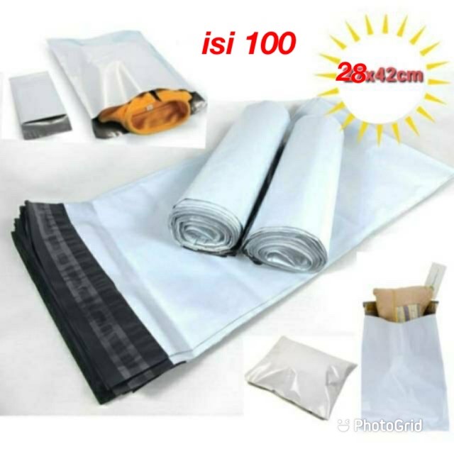 

( isi 100 ) 28x42 plastik packing polymailer kantong amplop plastik