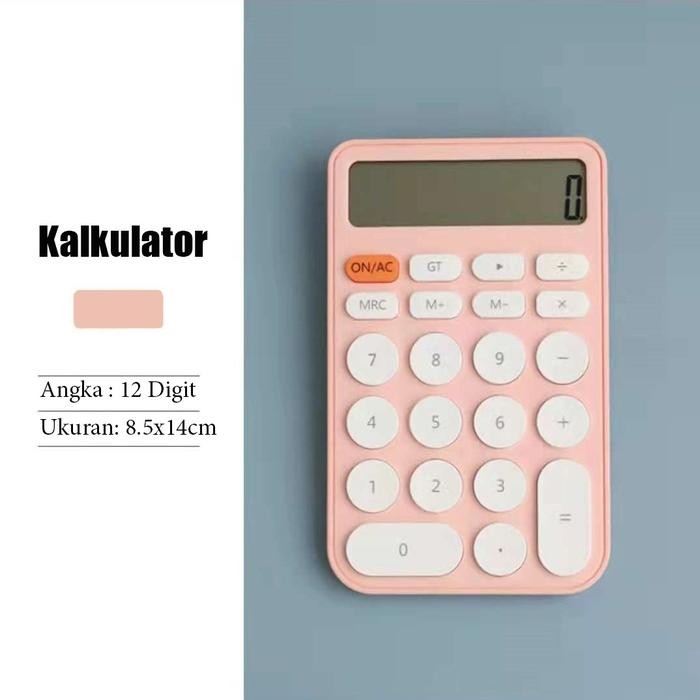 

⪩ PROMO⪨Limited Stok [kuyamol] Kalkulator 12 Digits Candy colors Calculator Kalkulator Mini Portable Untuk Sekolah / Kantor - pink