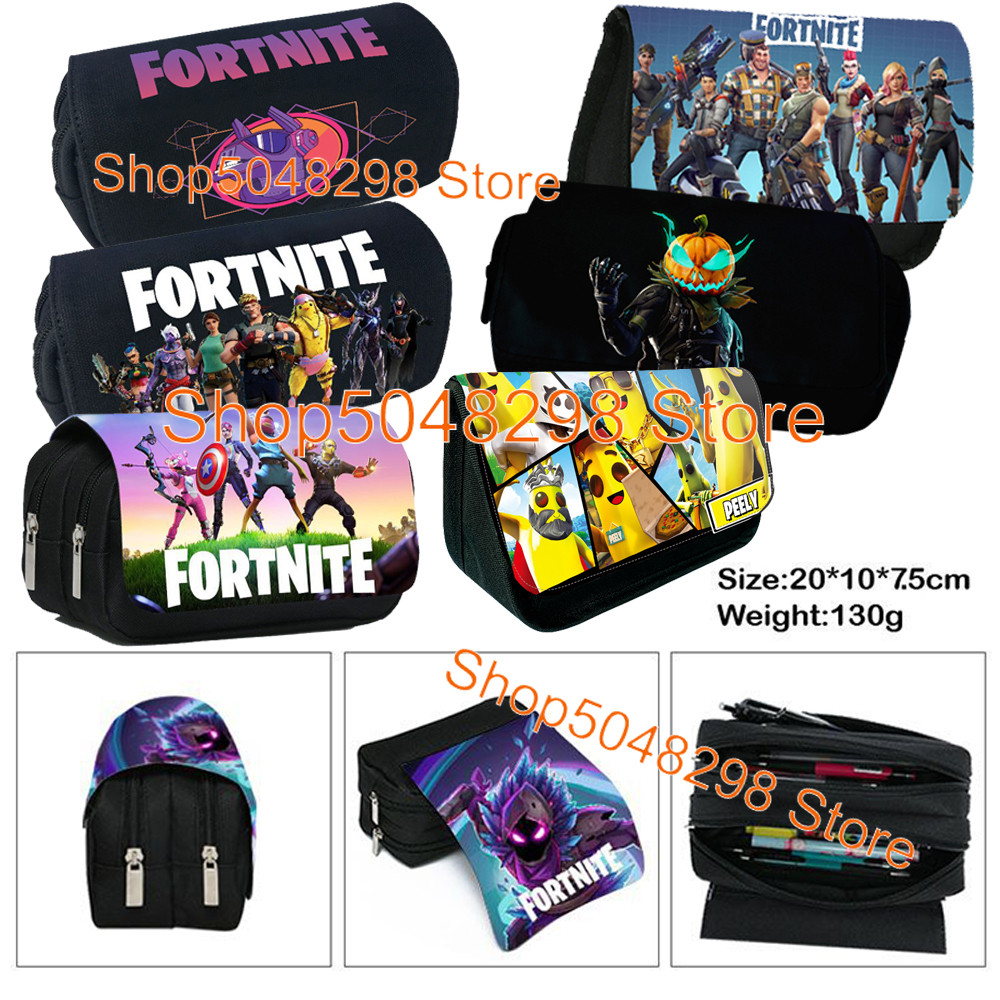

Fortnite Battle Royale Print Pencil Case Movie Canvas Stretch Double Layer Large Capacity Pencil Box Cute Kids School Stationery