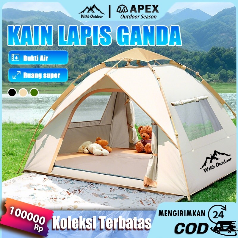 saleTenda Camping  Double Layer Tenda Otomatis Anti Hujan untuk 4 Musim Tenda Kemah Tahan Air dan Ce