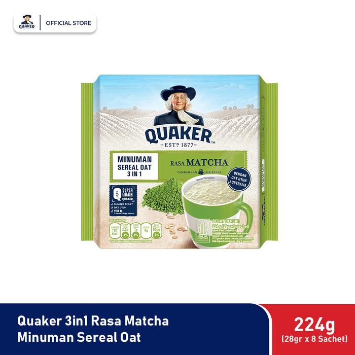 

promo Quaker 3in1 Matcha Polybag 224g Minuman Sereal Oats (Isi 8 sachet) terlaris