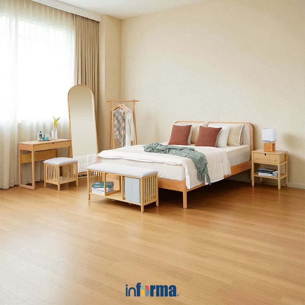 Informa Hanamori Set Kamar Tidur - Putih/Cokelat Oak Set Bedroom Furniture Kamar Tidur Set Tempat Ti
