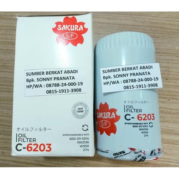 SAKURA C-6203 C6203 C 6203 OIL FILTER 600-211-5214 1902136 W950 Z74 1161934 056 844.0 15208-H8916