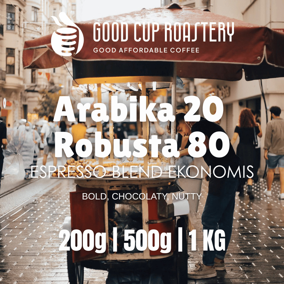

Biji Kopi Blend 20/80 Arabika Robusta Ekonomis Espresso Kopi Susu by Good Cup Roastery