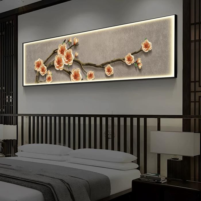 Lukisan Porcelain Painting Diamond Air Bunga Pohon Pemandangan Indah