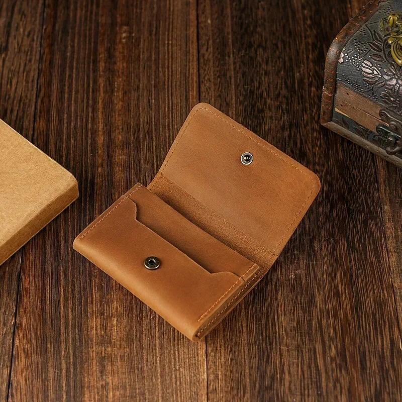 

Cowhide Purse Headphone Holder Vintage Leather Wallets Coin Purses Portable Data Cable Headphone Storage Bag Case Card Holder
