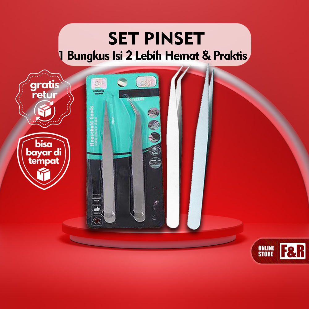 Pinset Serbaguna Hemat Dan Praktis Set Pinset Stainless Steel 1 Paket Isi 2 Multifungsi Pinset Kombi