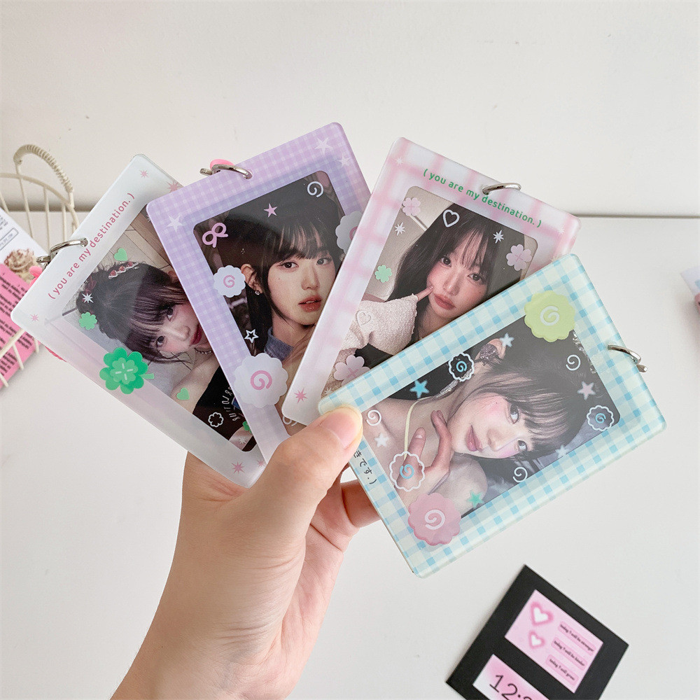 

3 Inch Creative Design Kpop Photocard Holder Sweet Student ID Card Protector with Keychain Lanyard Friend Photo Card Cover Case