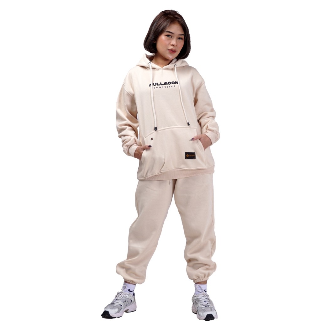 LIM_STORE FULLMOON ONE SET SWEATER HOODIE JUMPER CELANA TRAINING JOGGER FLEECE TEBAL UNISEX PRIA WAN