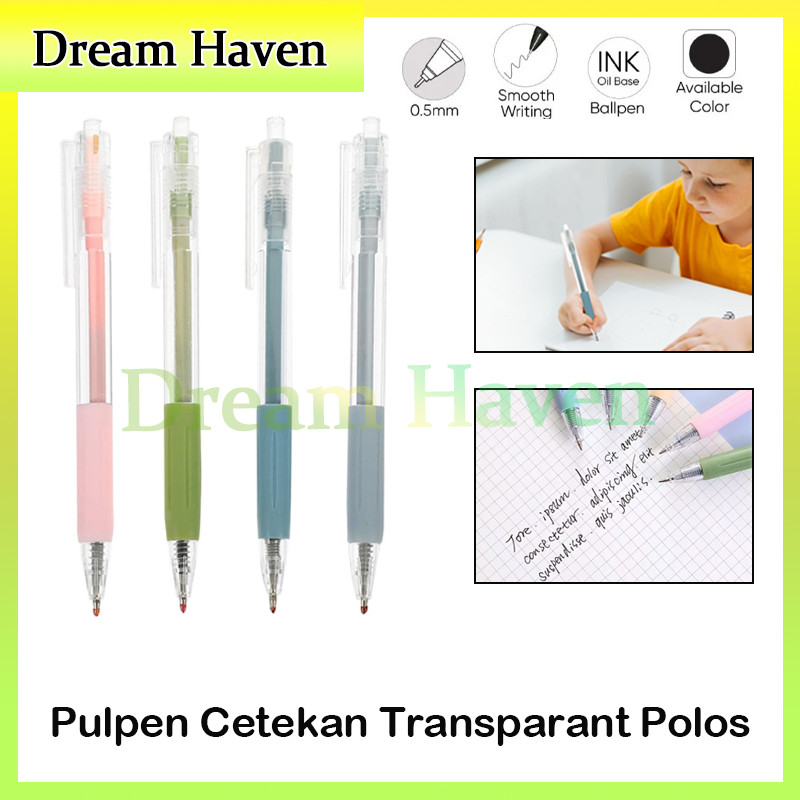 

Pulpen Cetekan Transparant Polos/Bolpoin Transparan Gel Pen/Pulpen Tinta Hitam