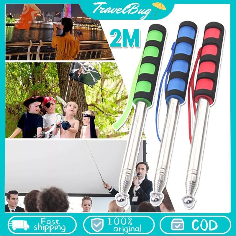 

1.2M/2M Tiang Bendera Tour Guide Tongkat Tongkat Multifungsi Yang Dapat Dipanjangkan Tongkat Bendera Stainless Telescopic Tongkat Portable Tour Leader Travel Flagpole Telescopic Pointer