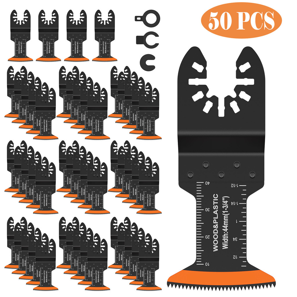 

50/10Pcs Oscillating Saw Blades Carbon Steel 44MM Cuvred Edge Multitool Blades Cutter Wear Resistant Blades Fast Cuttining Too
