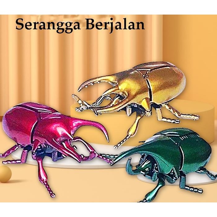 Mainan Serangga Jalan Berputar Kumbang Badak TANPA BATERAI Mainan Edukasi Simulasi Binatang Hewan - 