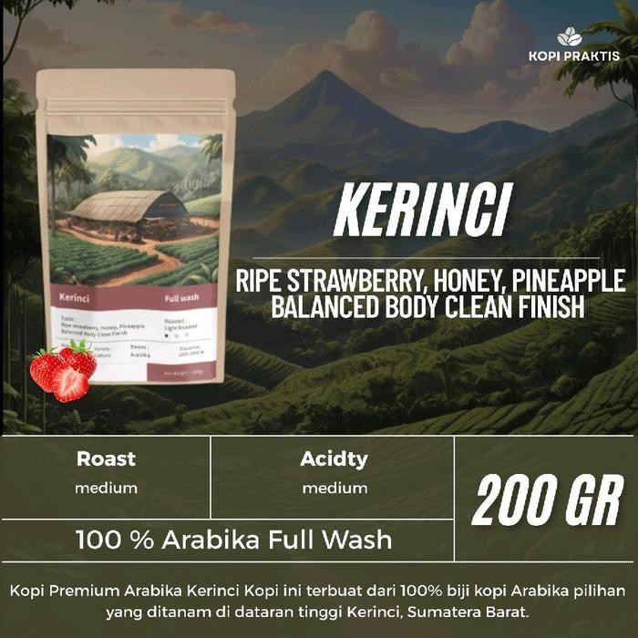 

ROASTED BEANS ARABIKA FULL WASH KERINCI 200 GR | BIJI KOPI SANGRAI | Coffee - GILING HALUS